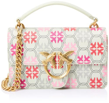 Pinko Damen Love One Mini Light Cl PVC Logo-Aufdruck Tasche, BN1q_Weiß/Fuchsia/Rot-Antike Go im Sale